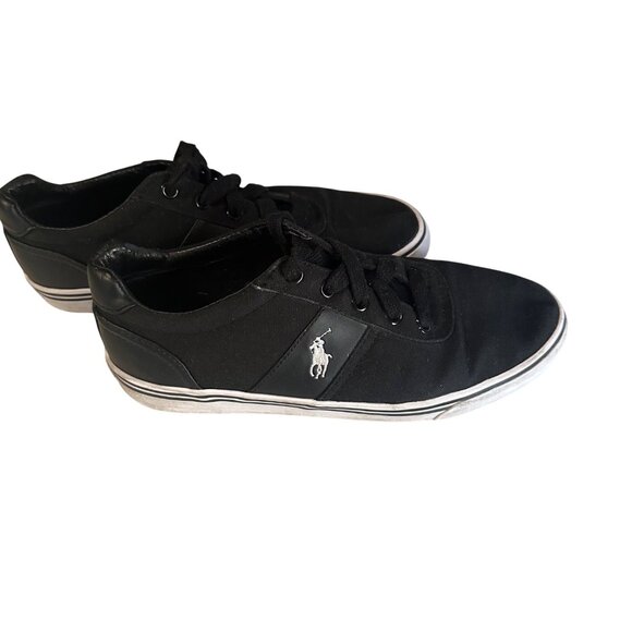 Polo by Ralph Lauren black lace up canvas Hanford size 7.5 D sneakers - Picture 3 of 6